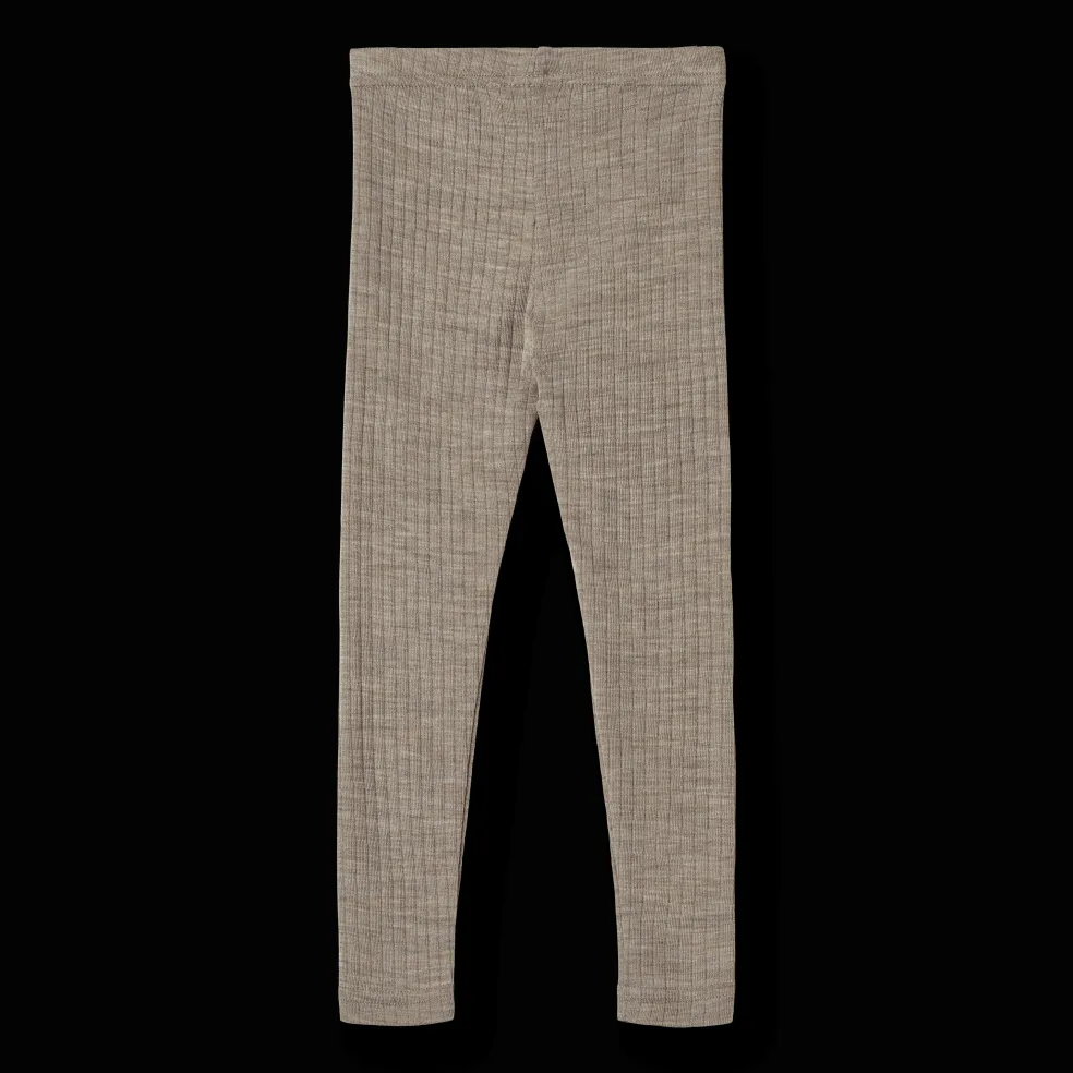 Agi Leggings I Ull Och Silke Khaki Melange