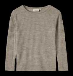 Alfie Långärmad T-shirt I Ull Och Silke Khaki Melange