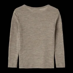 Alfie Långärmad T-shirt I Ull Och Silke Khaki Melange