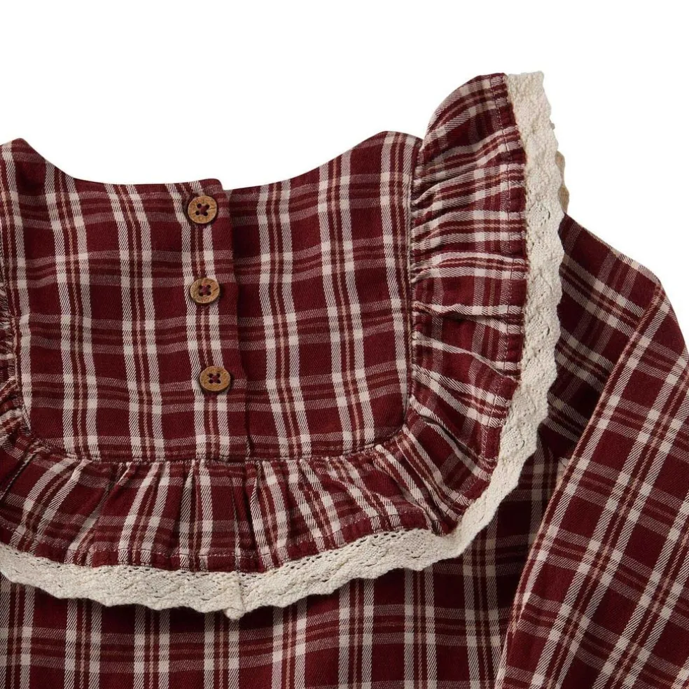Alice Christmas Check Flounce Dress i Red