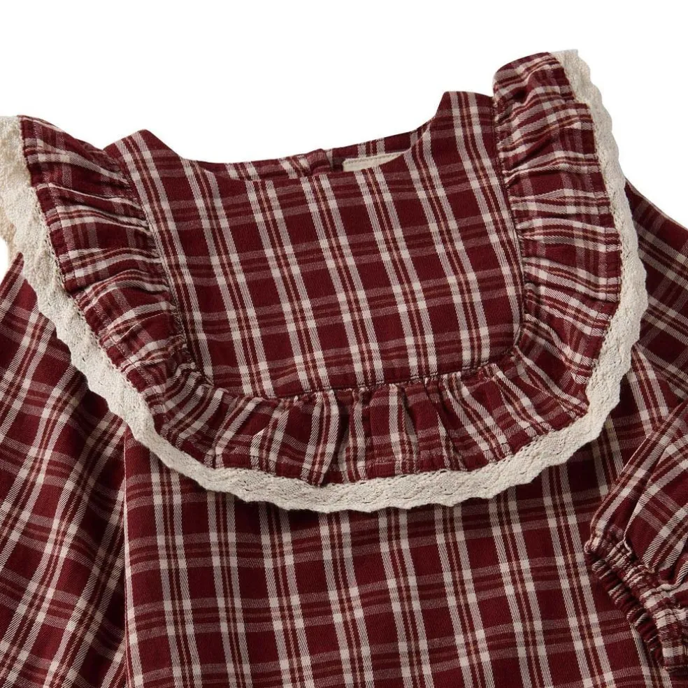Alice Christmas Check Flounce Dress i Red