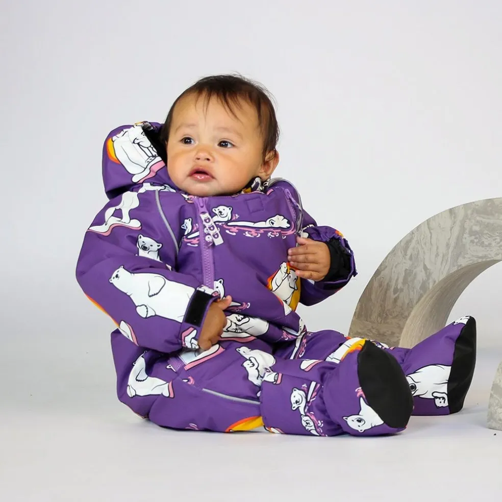 Babyoverall Polar Bears Purple Heart