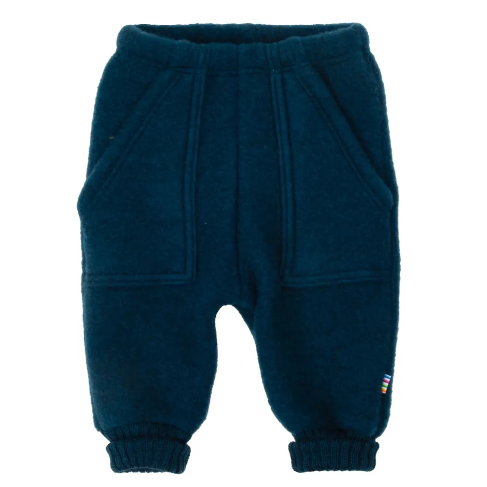 Baggy Byxor I Mjuk Ull Dark Turquoise