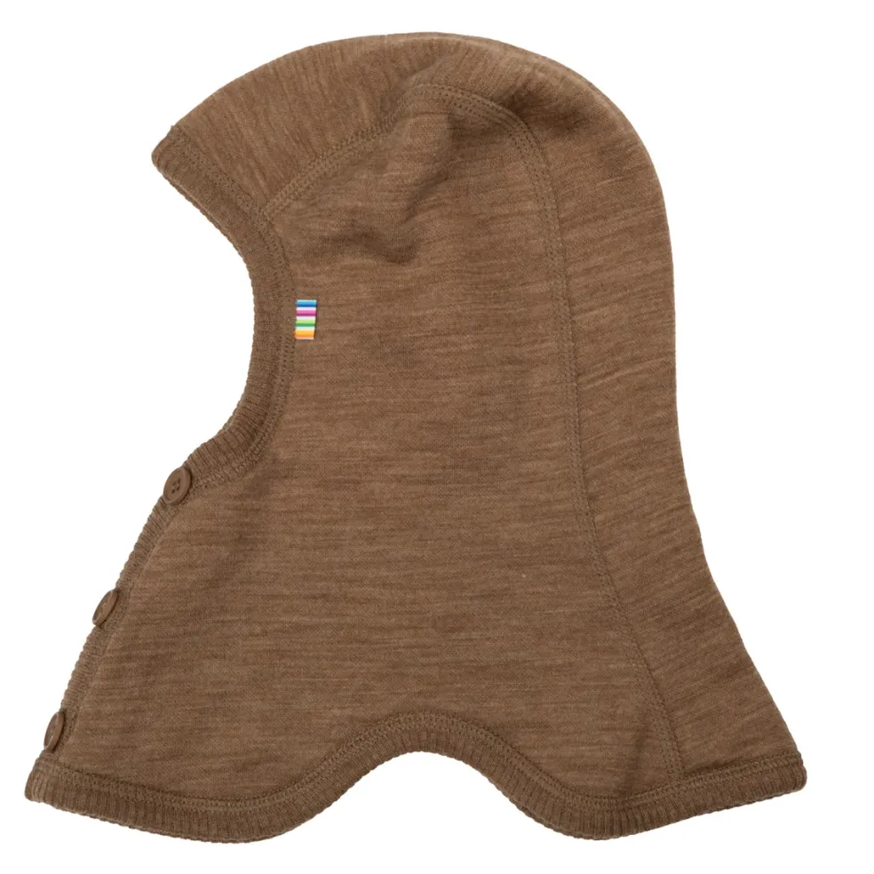 Balaklava I Ull Med Knappar Warm Brown