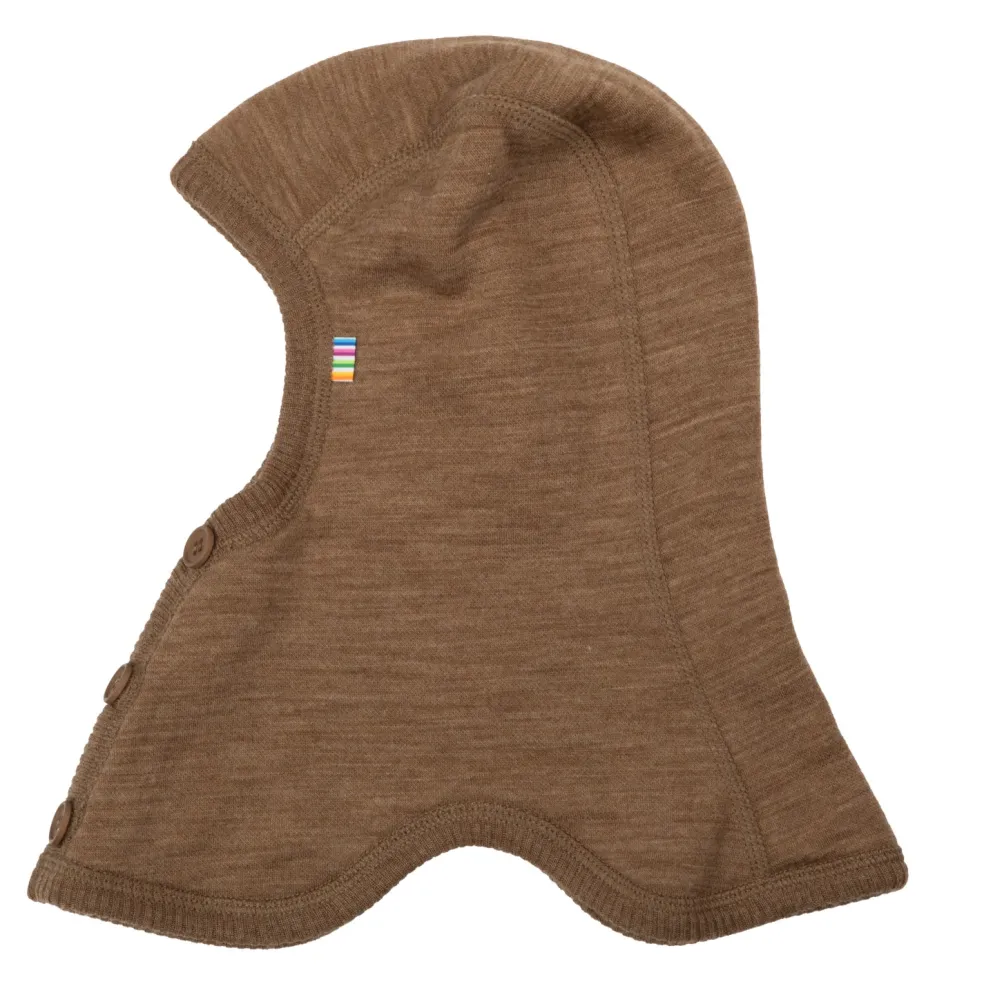 Balaklava I Ull Med Knappar Warm Brown