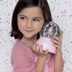 Ballerina Snöglob Med Nattlampa Pink