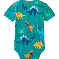 Dinosaurs Kortärmad Baby Body Teal
