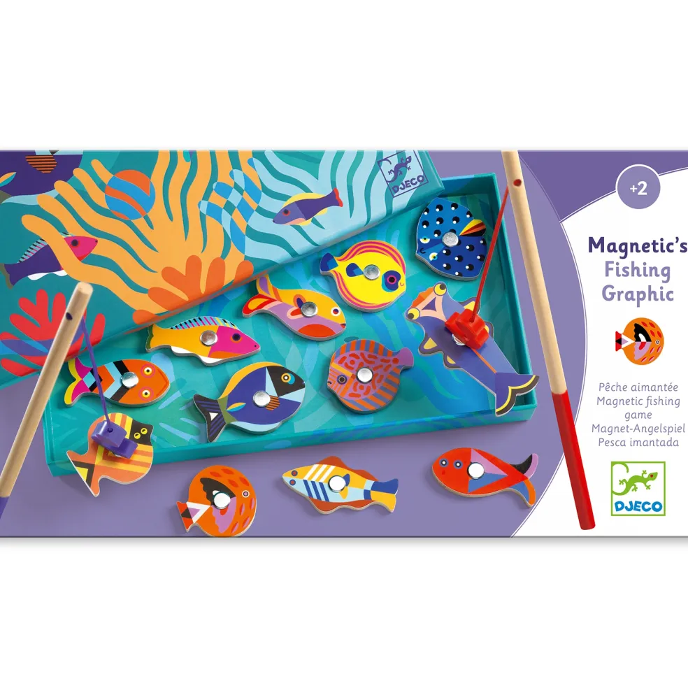 Fishing Graphic Magnetiskt Fiskespel I Trä