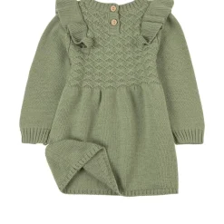 Flounce Stickad Klänning Khaki