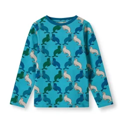 Gala Långärmad Topp Med Sjölejon Blå Aqua Teal