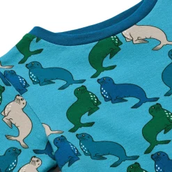 Gala Långärmad Topp Med Sjölejon Blå Aqua Teal