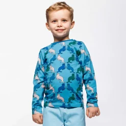 Gala Långärmad Topp Med Sjölejon Blå Aqua Teal