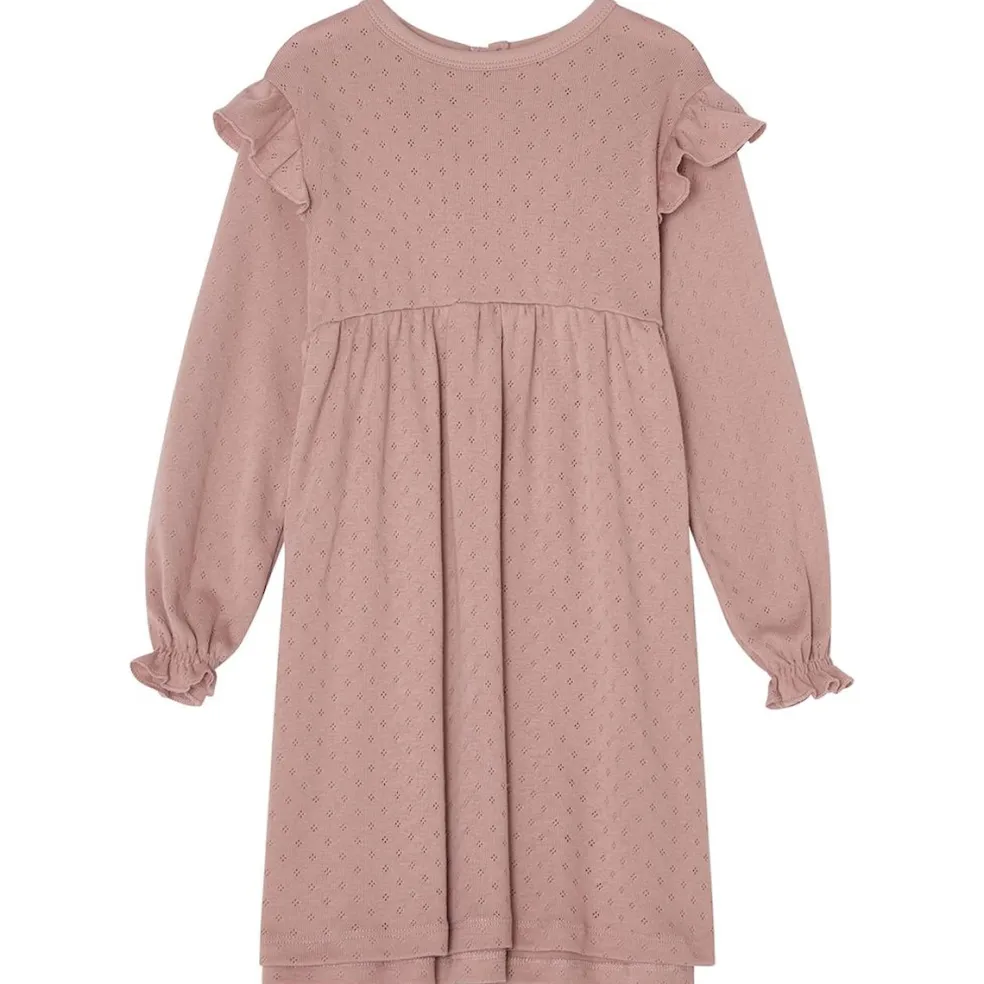 GOTS Hedda Pointelle Klänning Pink Mauve