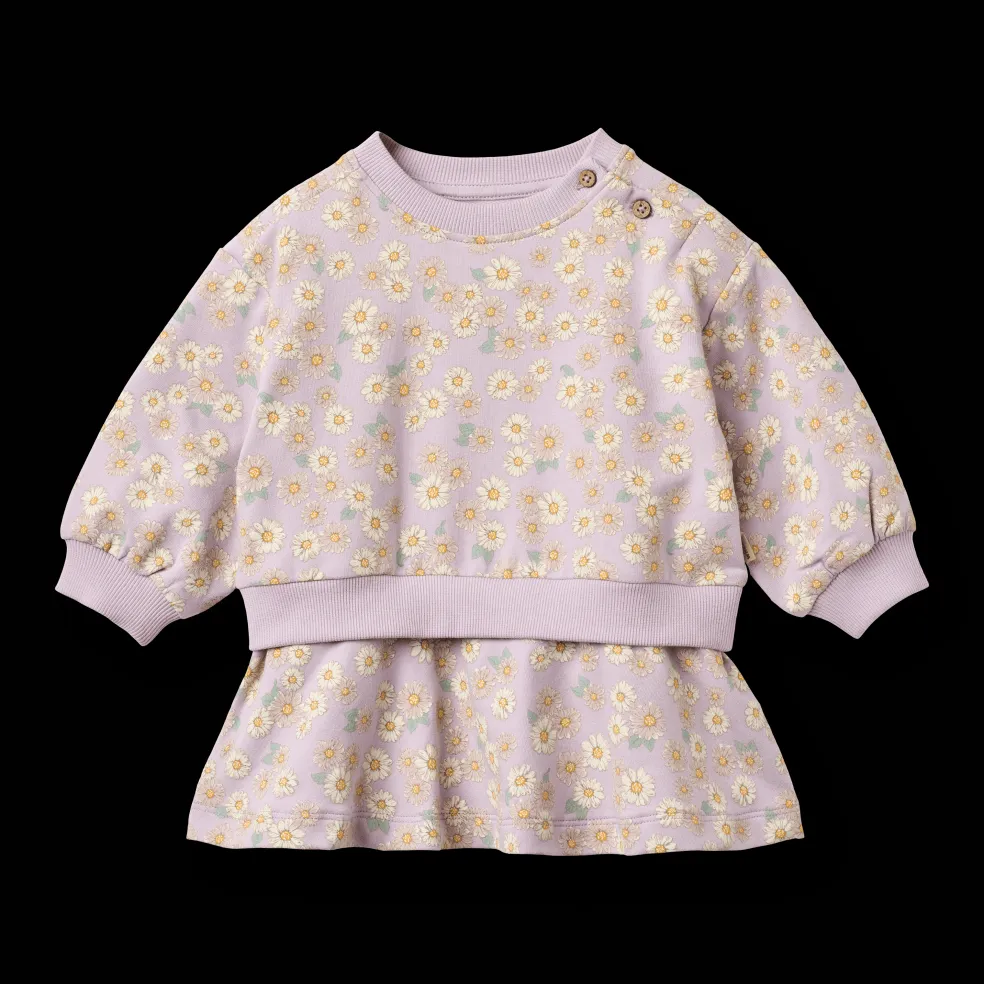 GOTS Maggie Sweatklänning Lavender Daisies