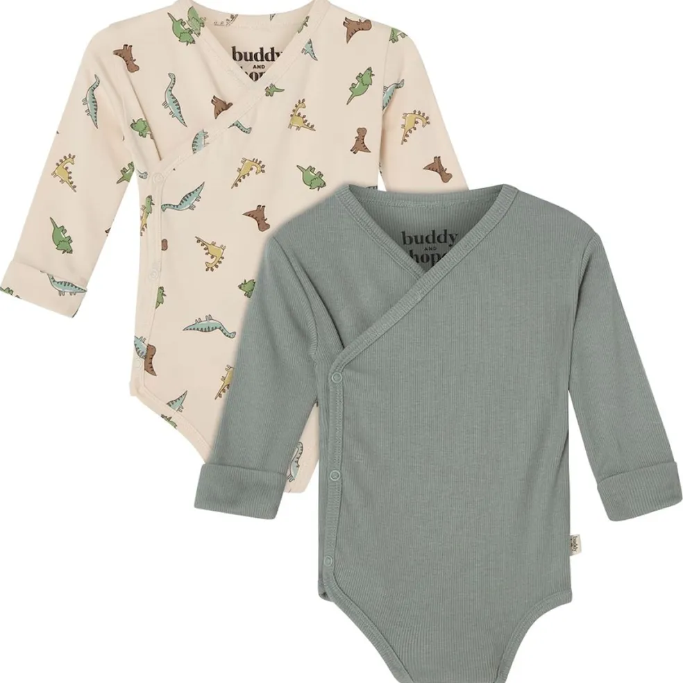 GOTS Max Wrap Body 2-pack Sage Green / Dinosaur