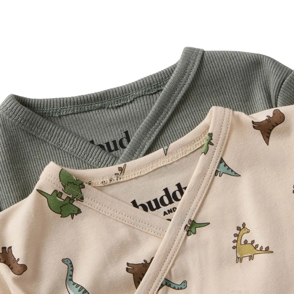 GOTS Max Wrap Body 2-pack Sage Green / Dinosaur