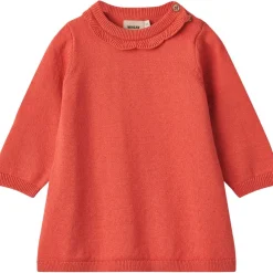 GOTS Nannie Stickad Baby-klänning Candy Red