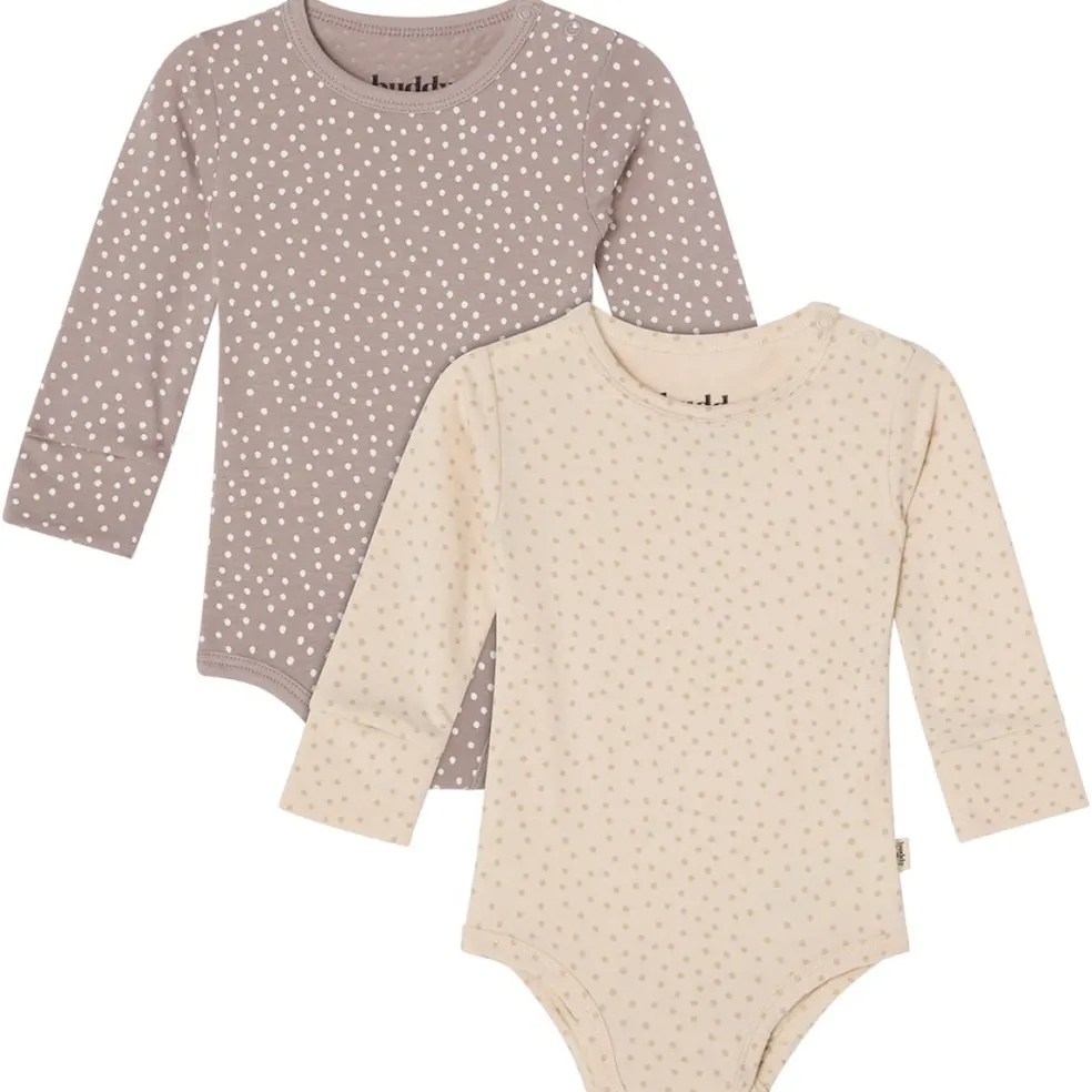 GOTS Petter Body 2-pack Beige / Taupe Dots
