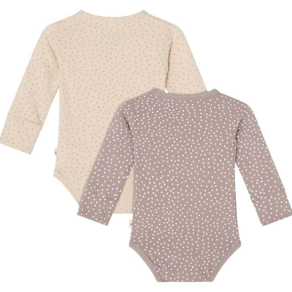 GOTS Petter Body 2-pack Beige / Taupe Dots