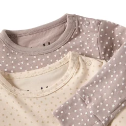 GOTS Petter Body 2-pack Beige / Taupe Dots