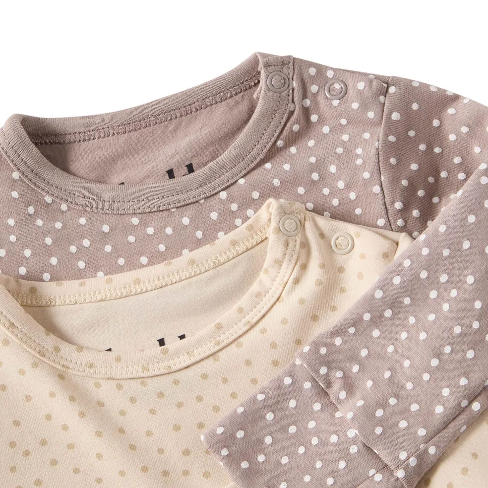 GOTS Petter Body 2-pack Beige / Taupe Dots