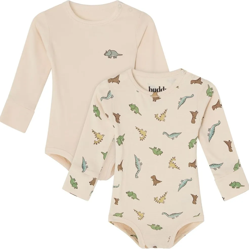 GOTS Petter Body 2-pack Off White / Dinosaur