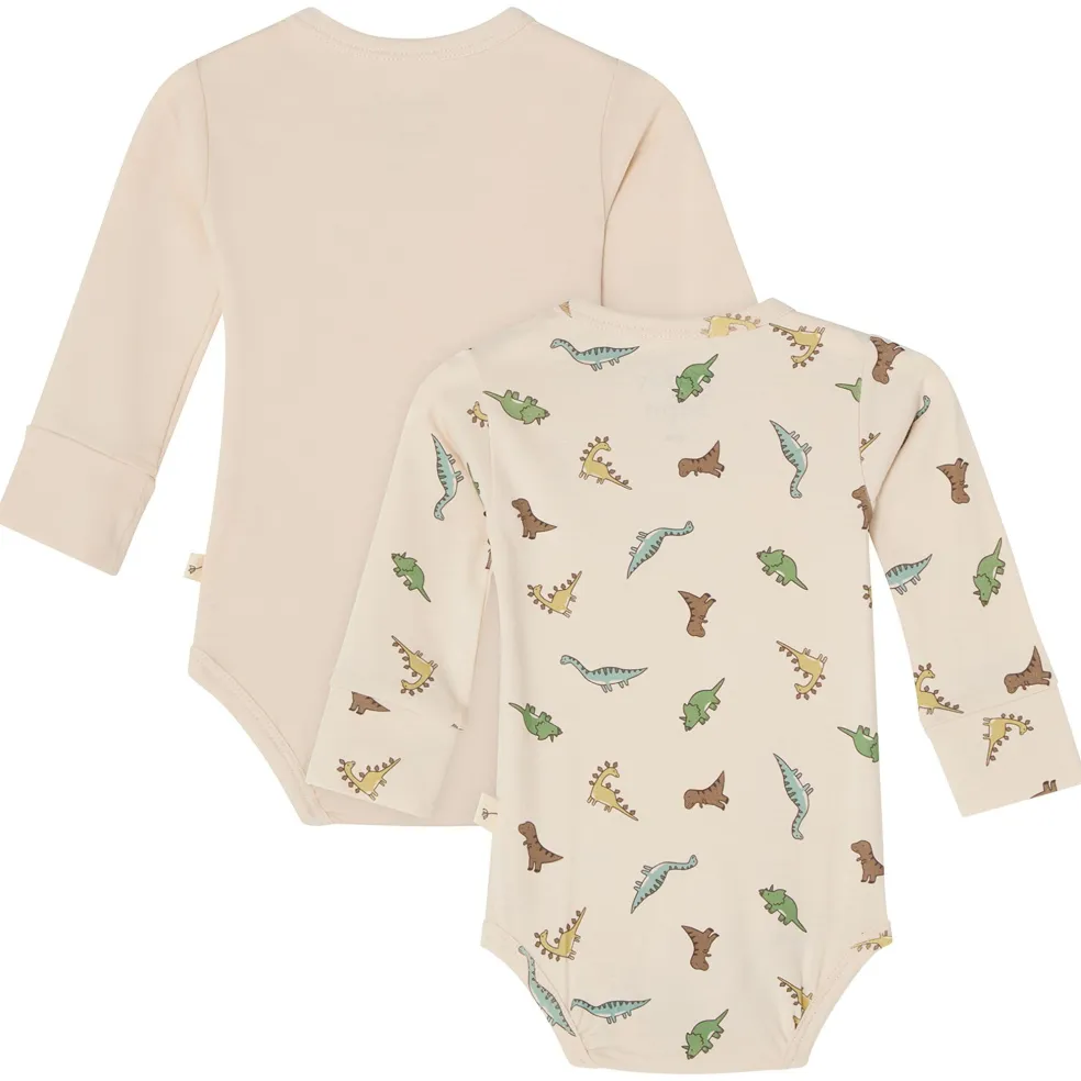 GOTS Petter Body 2-pack Off White / Dinosaur