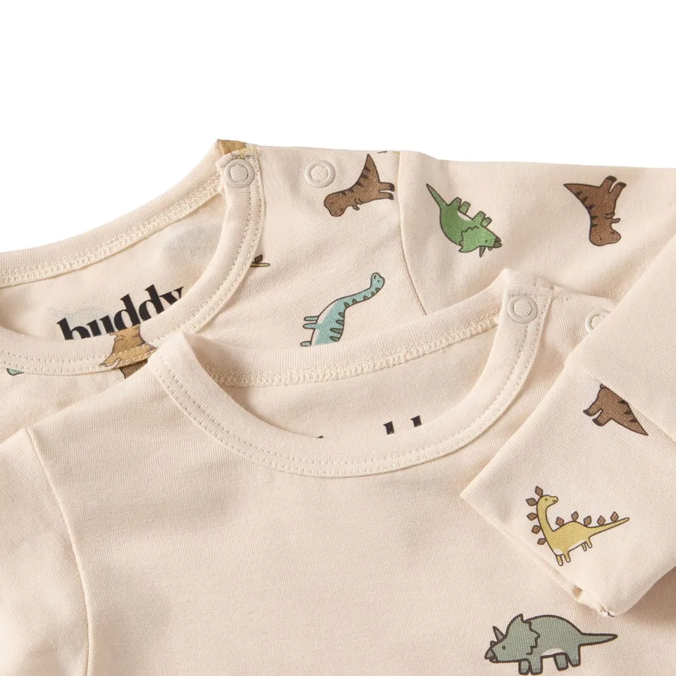 GOTS Petter Body 2-pack Off White / Dinosaur
