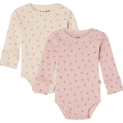 GOTS Petter 2-pack Hjärtmönstrade Baby Bodies Gräddvit