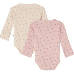 GOTS Petter 2-pack Hjärtmönstrade Baby Bodies Gräddvit