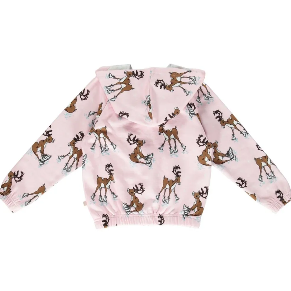 Hoodie with reindeer Icy Pink
