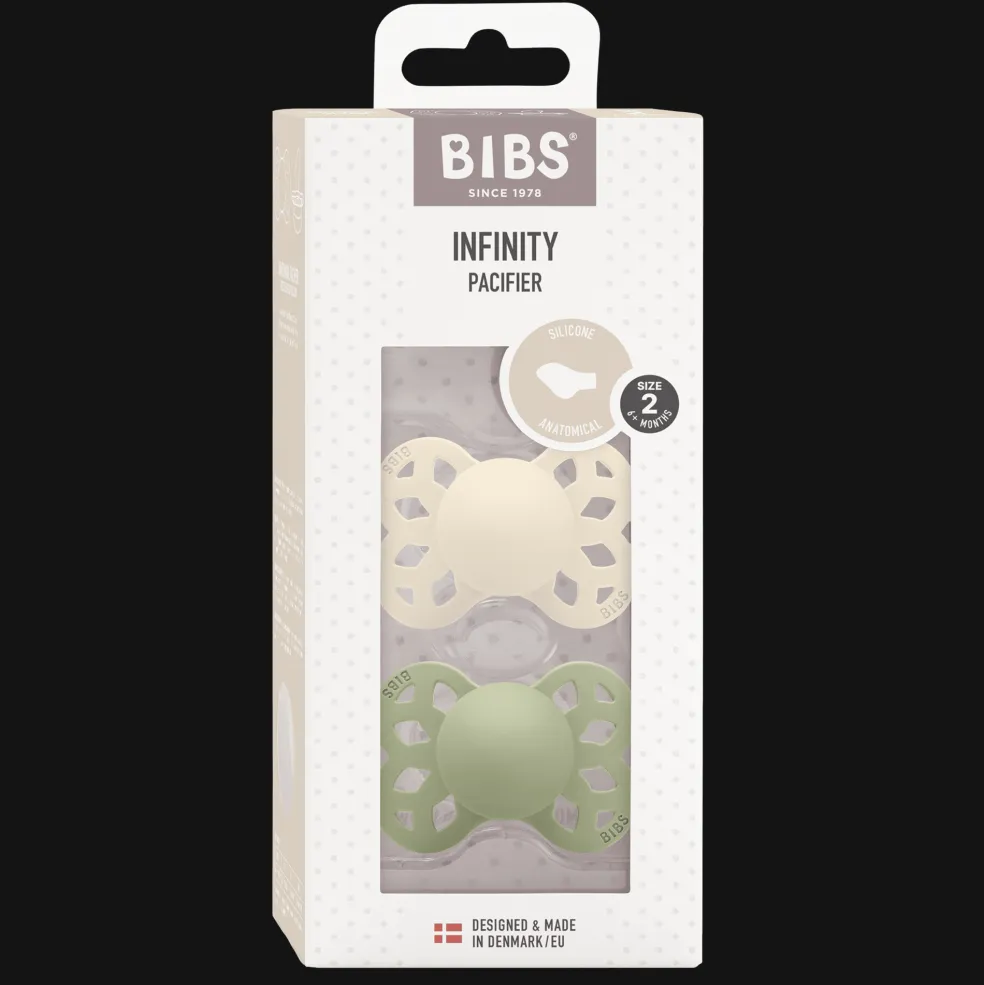 Infinity 2-pack Anatomiska Silikonnappar Ivory Sage