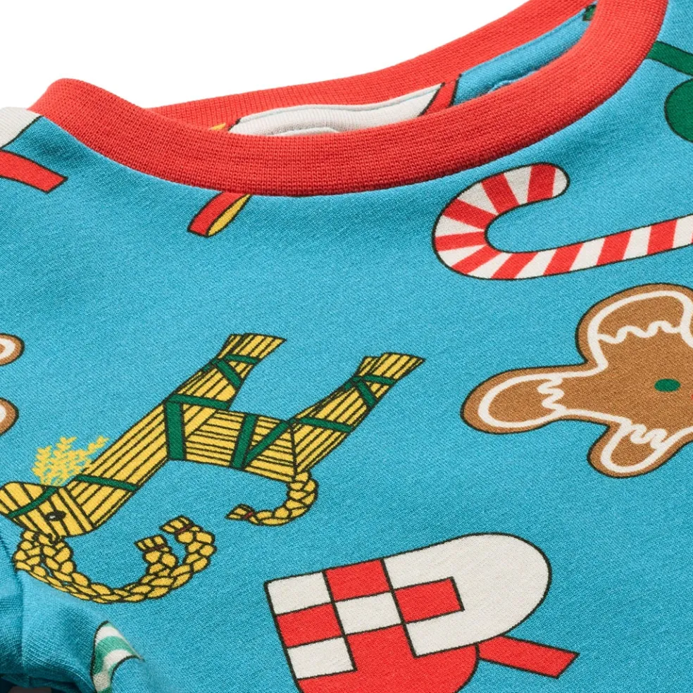 Jubilee Pyjamas Set Med Juldekorationer Creamy Blue