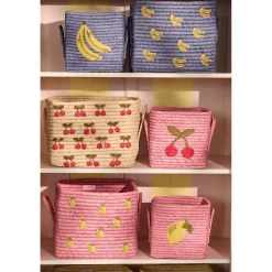 Liten Raffiakorg Med Handtag Pink