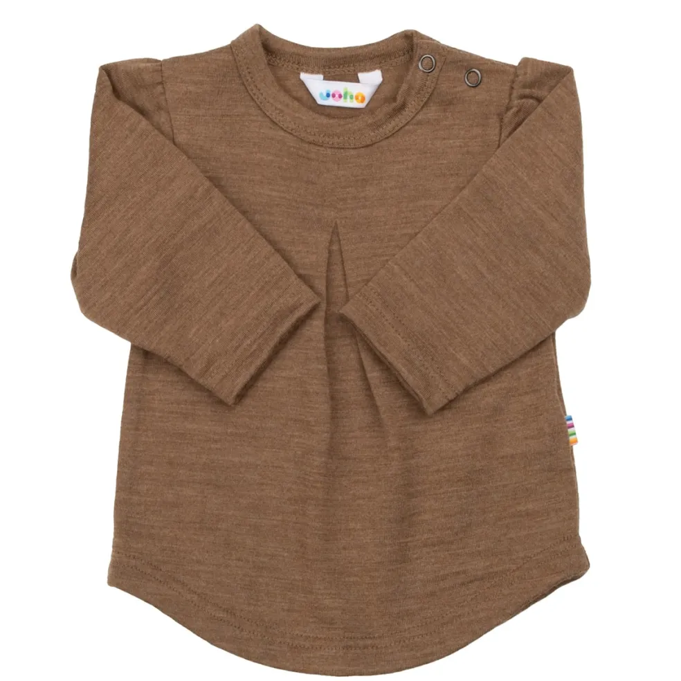 Långärmad Blus I Ull Warm Brown