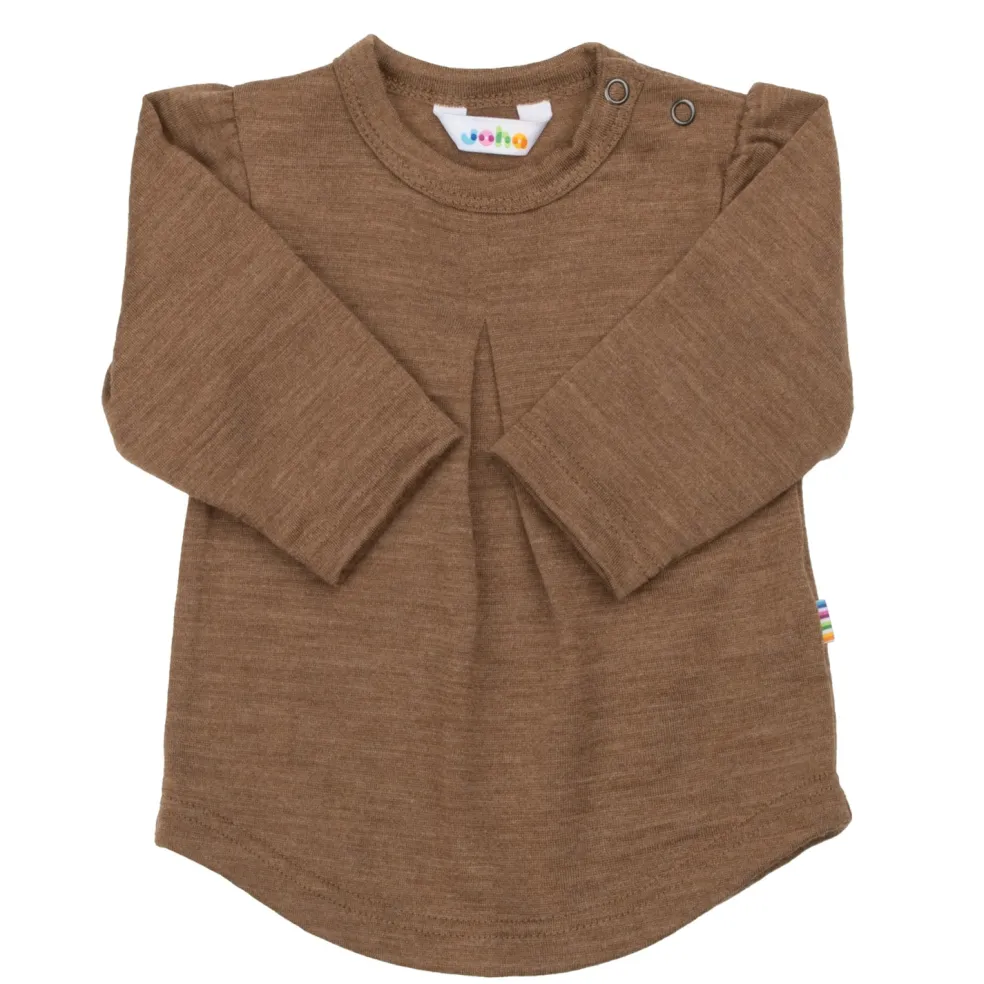 Långärmad Blus I Ull Warm Brown