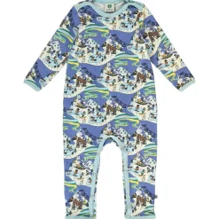 Långärmad Onesie i Federal Blue med vinterlandskap