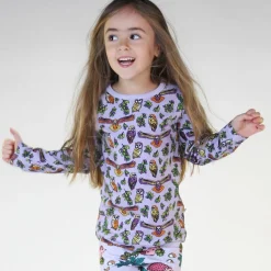 Long-sleeved top with owls Orchid Petal