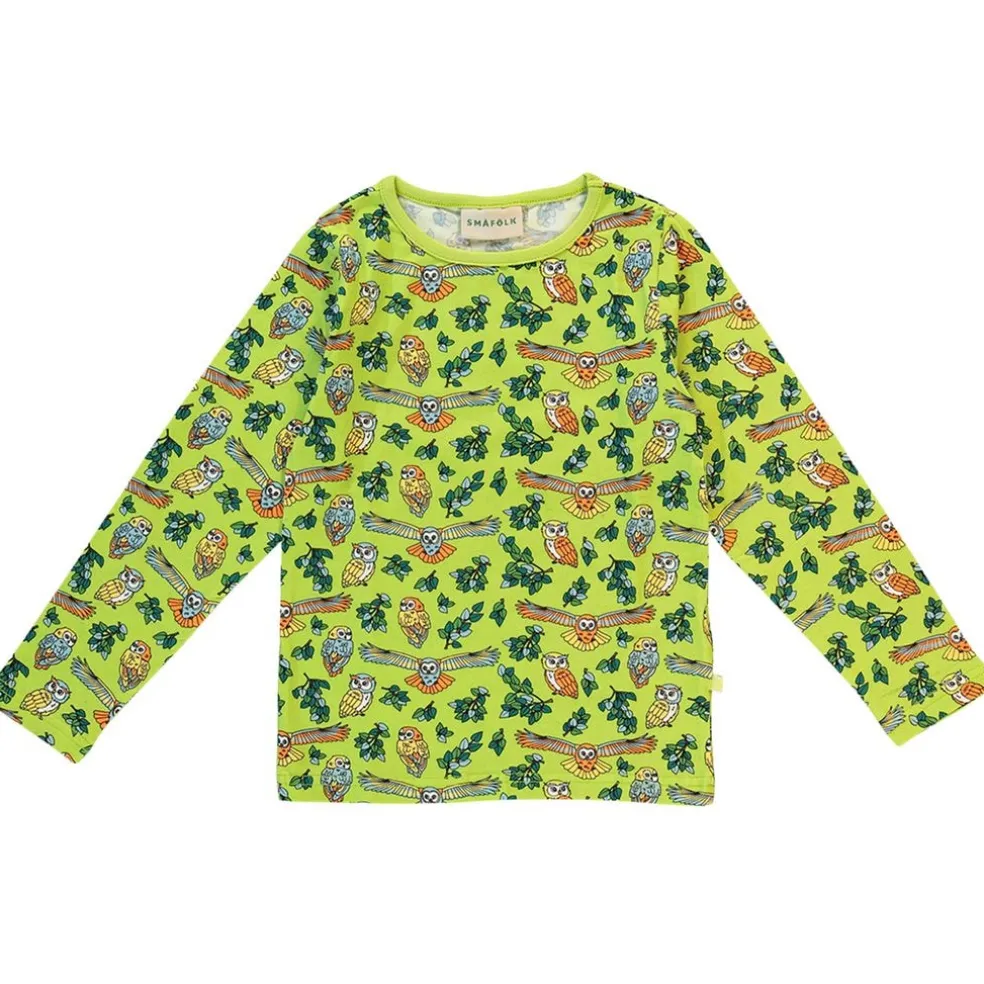 Long-sleeved top with owls Pear Green