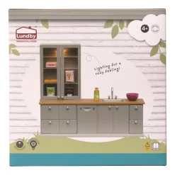 Lundby Diskbänk + Diskmaskin För Dockhus Grey