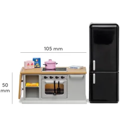 Lundby Spis + Kylskåp Set För Dockhus Grey