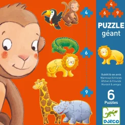 Marmoset & Friends 6 Djurformade Pussel 4, 6, 9 Bitar