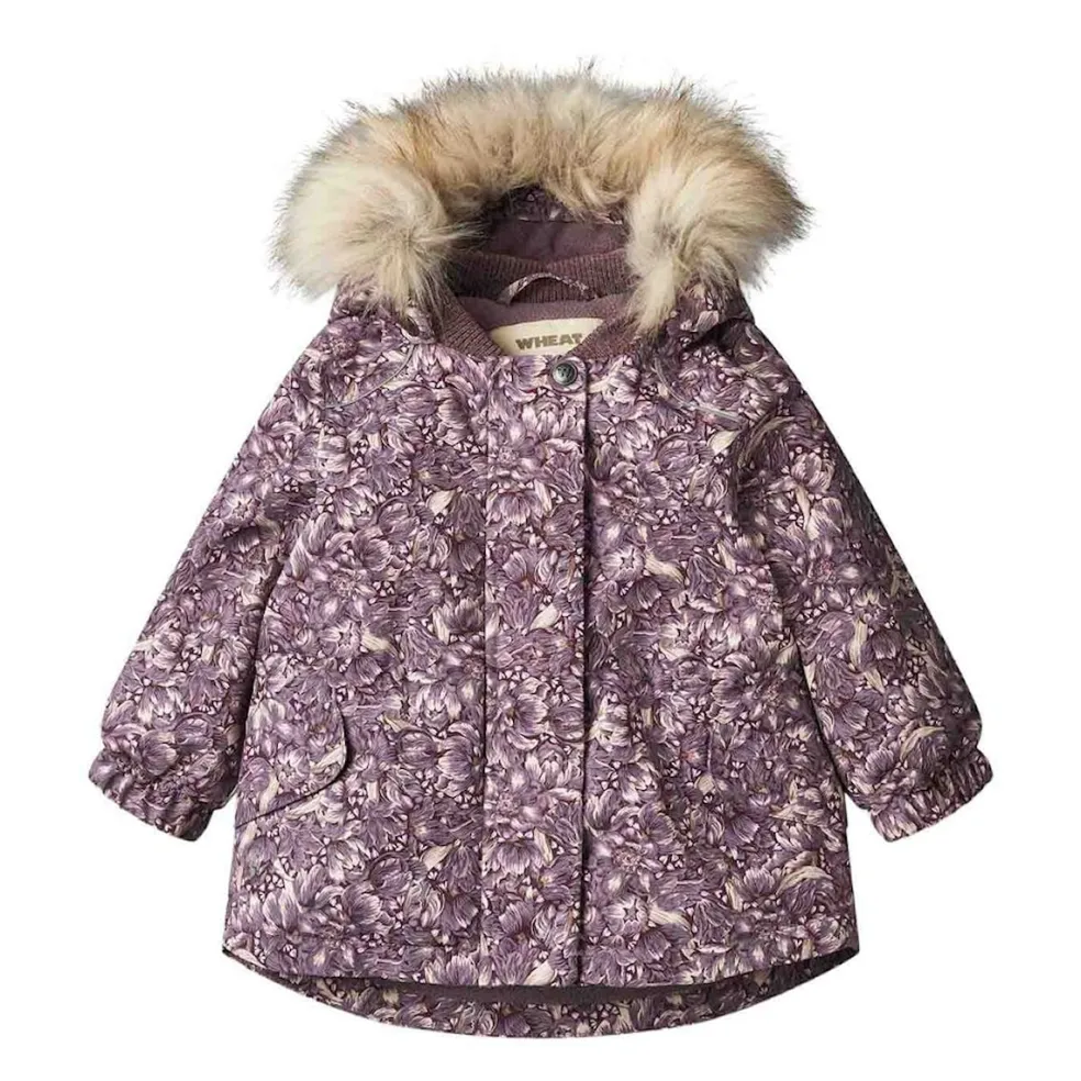 Mathilde Tech Blommig Babyjacka Purple Tulips