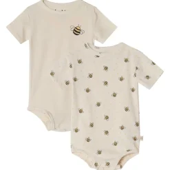 Melvin GOTS 2-pack Mönstrade Baby Bodies Med Bin Gräddvit