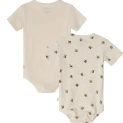 Melvin GOTS 2-pack Mönstrade Baby Bodies Med Bin Gräddvit