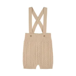 Mini Kabelstickade Shorts Med Hängslen Off White