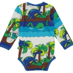 Mönstrad Baby Body Med Dinosaurier Blue Atoll