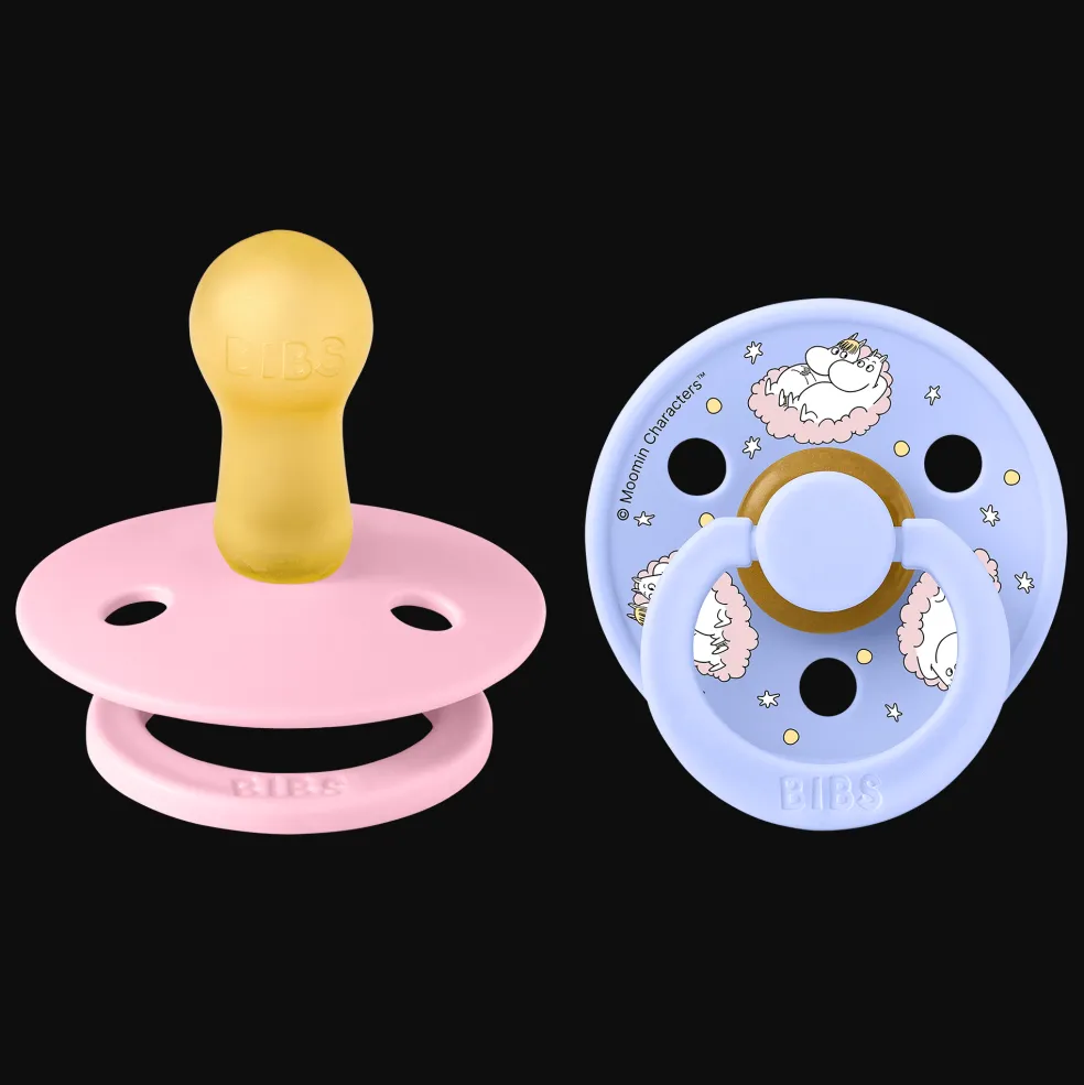 Moomins Dreaming 2-pack Runda Latexnappar Hush Baby Pink