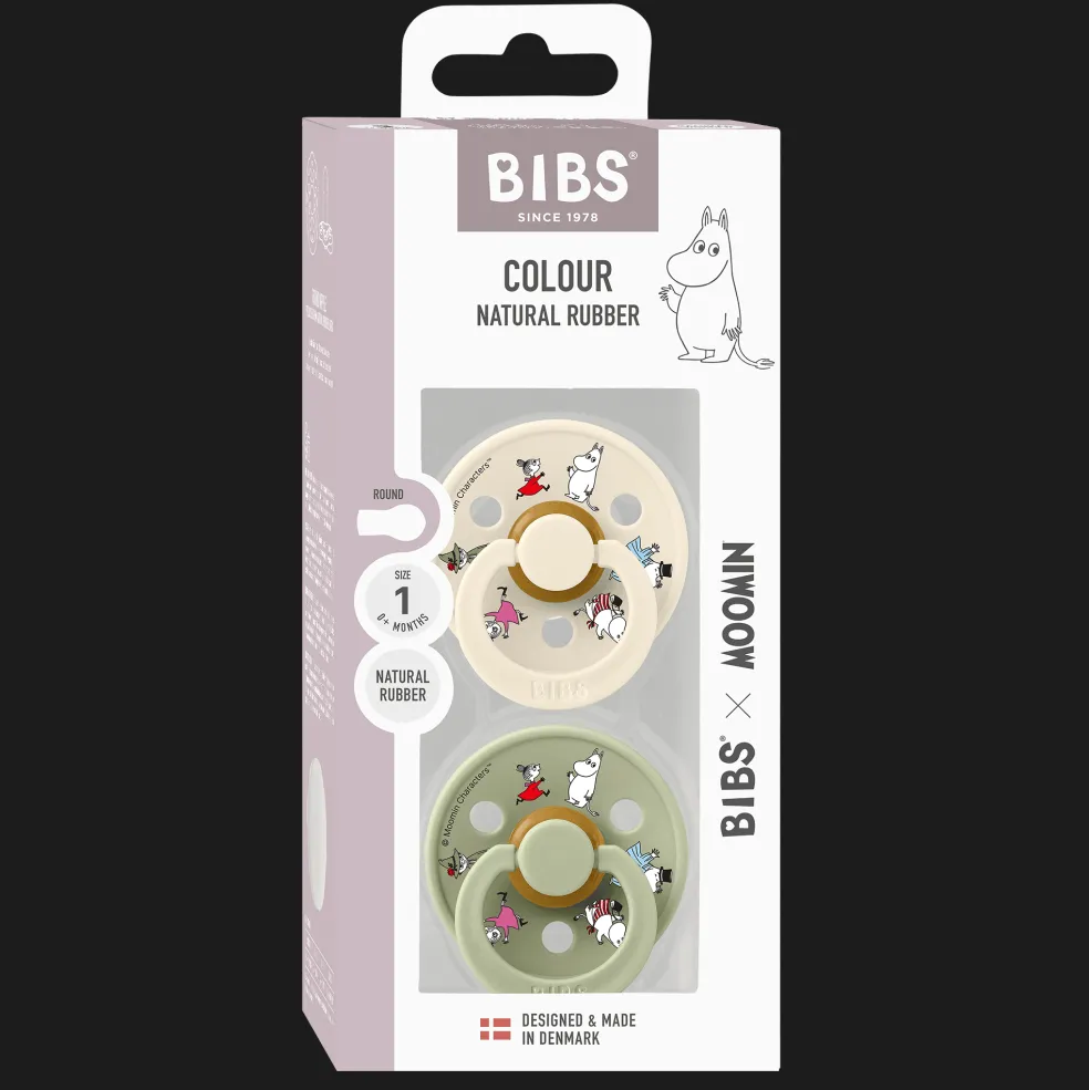 Moomins Friends 2-pack Runda Latexnappar Ivory Sage