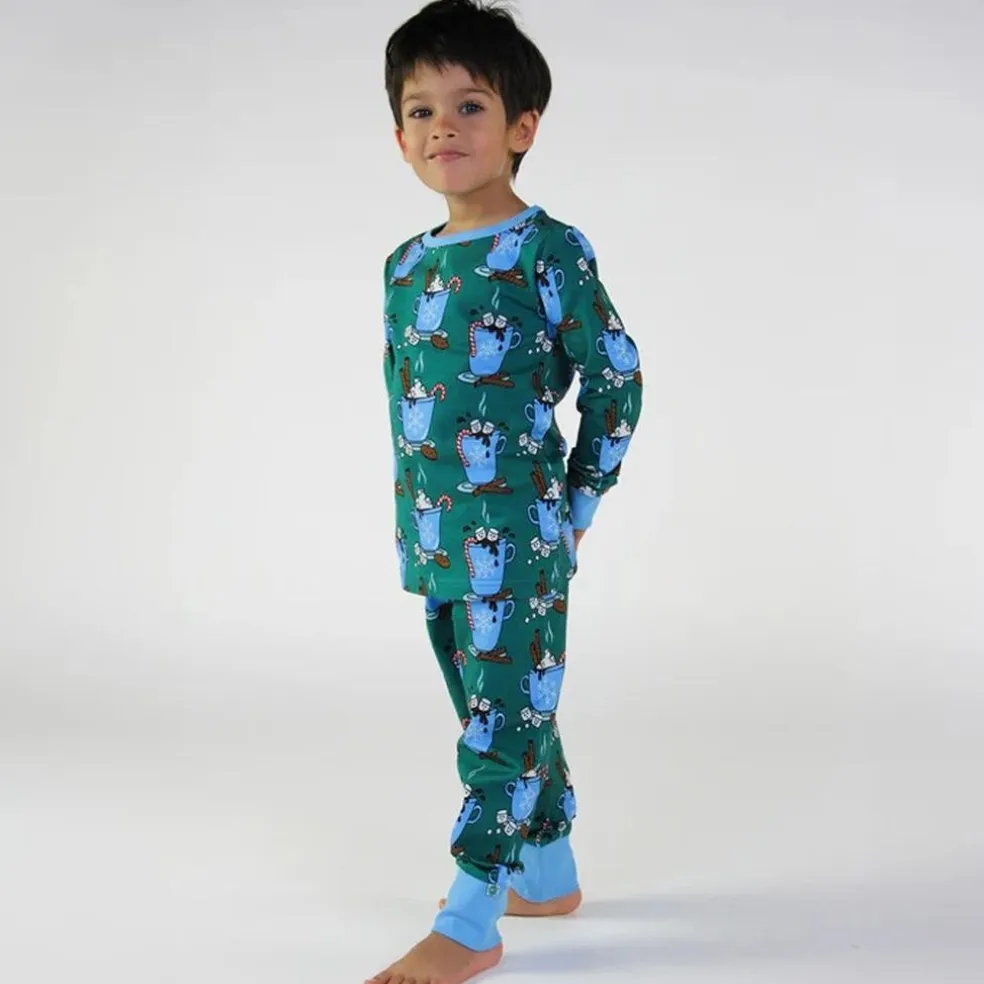Nightwear set with hot chocolate Petroleum Green Varm Choklad Pyjama Petroleum Green
